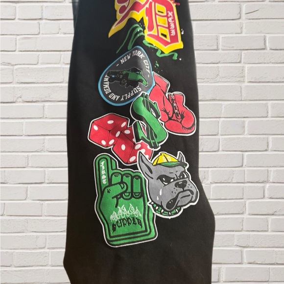 Black Graphic Hoodie Praying Hands Flames Streetwear Skater Indie Small - Picture 2 of 10